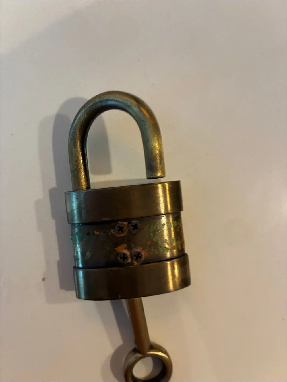 Vintage Chloe Brass Padlock with Key - Brass Finish
